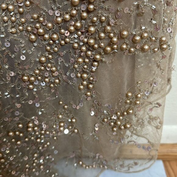 Mac duggal long sleeve sequin beaded sheath gown in mocha style 5177 size 6 - Picture 13 of 16